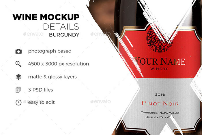 Details Wine Mockup—Burgundy Red