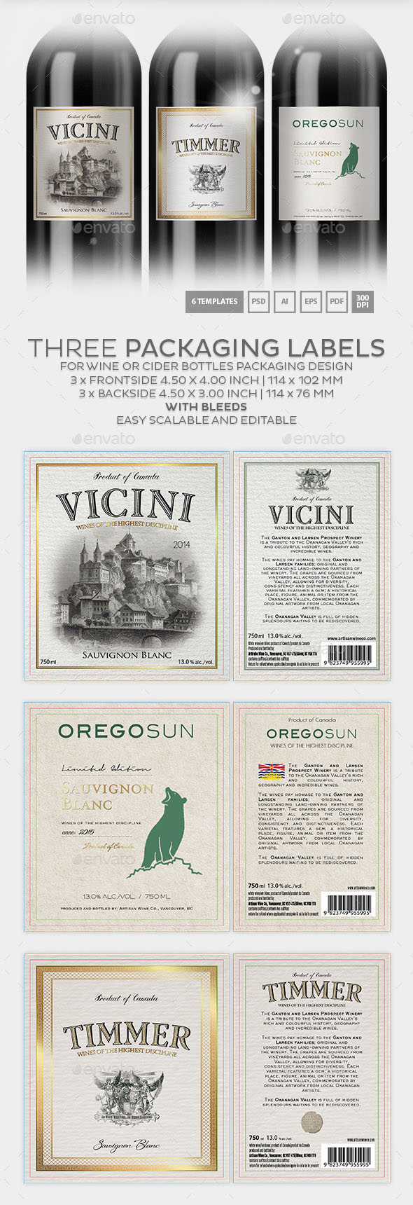 Label Design Template Wine and Cider Bottle
