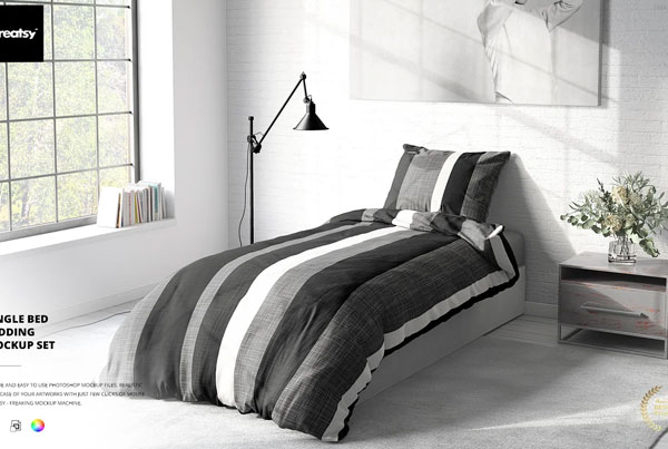 Single Bed Bedding Mockup Set