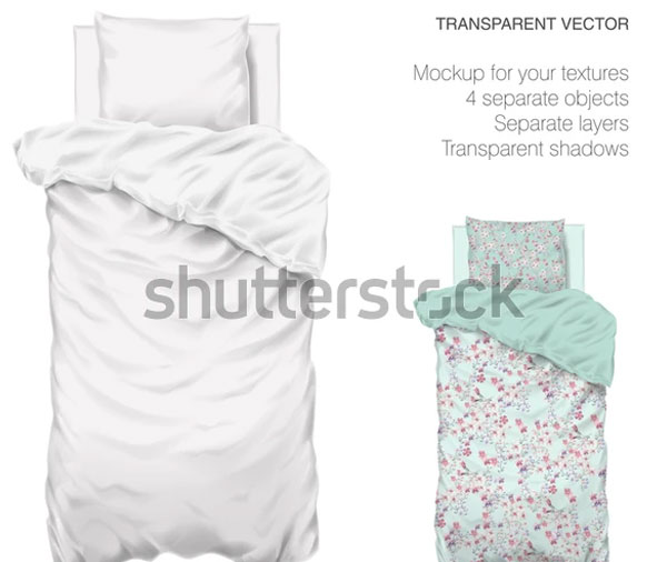 Vector Blank White Bed Mockup