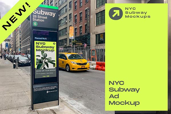 NYC Subway Billboard Mockup Template