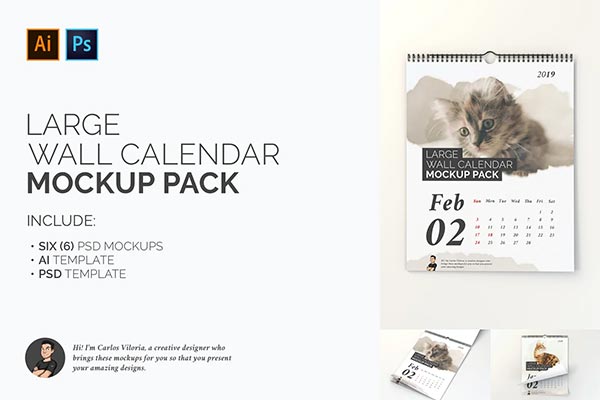 Large Wall Calendar Mockup Pack