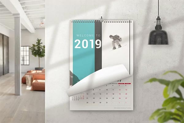 Wall Spiral Calendar Mockups
