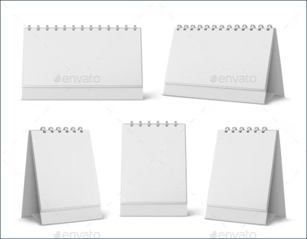Calendar Mockup with Blank Pages and Spiral Set