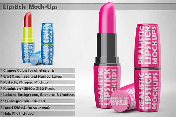 Lipstick Mockups Design PSD Template