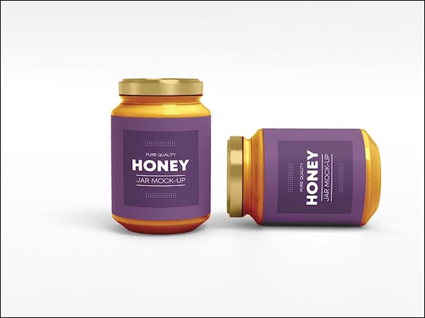 Free PSD Glass Honey Jar Mockup