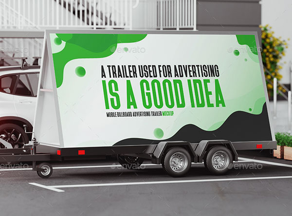 Mobile Billboard Advertising Trailer Mockup