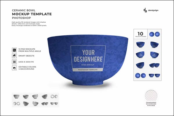 Ceramic Rice Bowl 3D Mockup