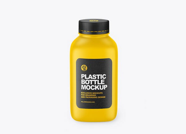Matte Square Plastic Bottle Mockup
