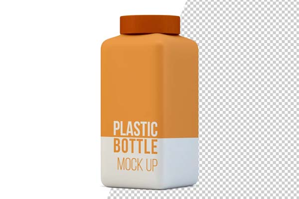 Plastic Square Bottle Mockup