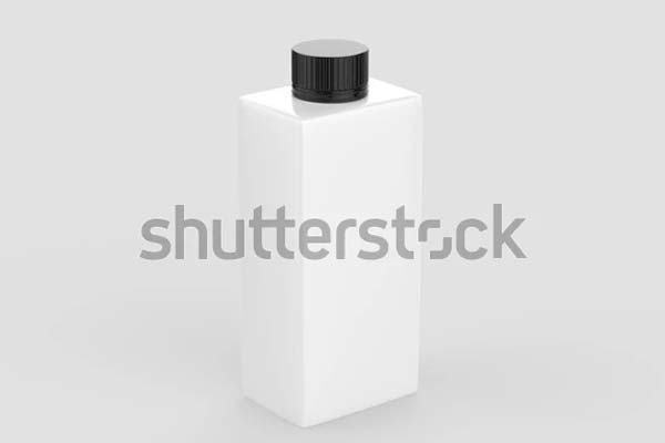 Empty White Square Plastic Bottle Mockup