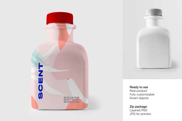 Square Plastic Bottle Mockup Design