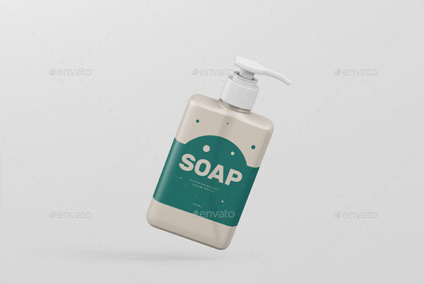 Square Plastic Soap Dispenser Mockup