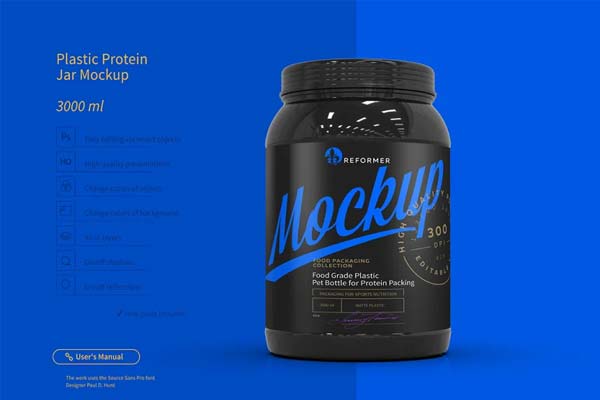 Rounded Plastic Protein Jar Mockup
