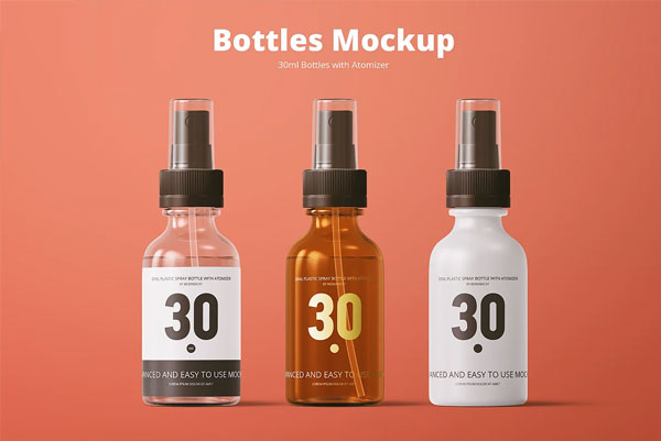 Editable Spray Plastic Bottle Mockups