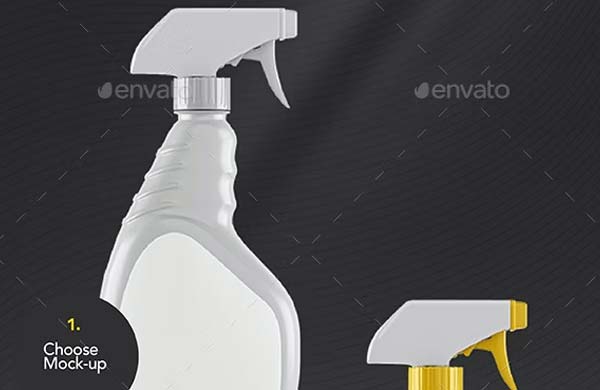 Spray Plastic Bottle Mock-up Template