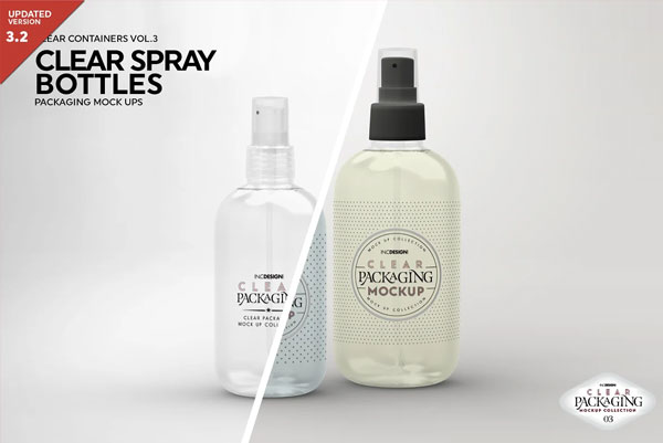 Clear Spray Plastic Bottles Packaging Mockup