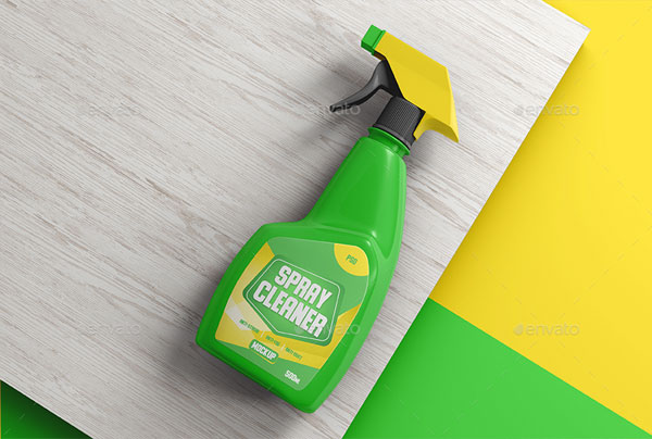 Spray Cleaner Plastic Bottle Mockup