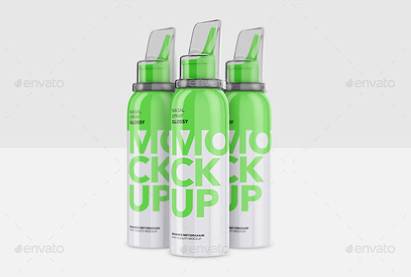 Nasal Spray Glossy Bottle Mockup