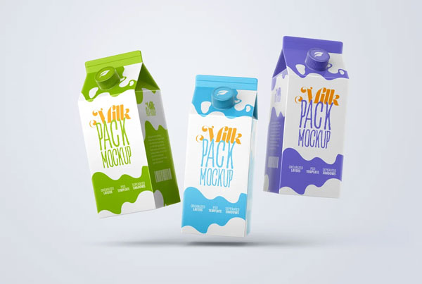 Milk Carton Box Mockup Set