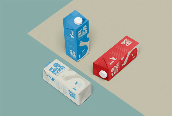 Realistic Milk Carton Mockups