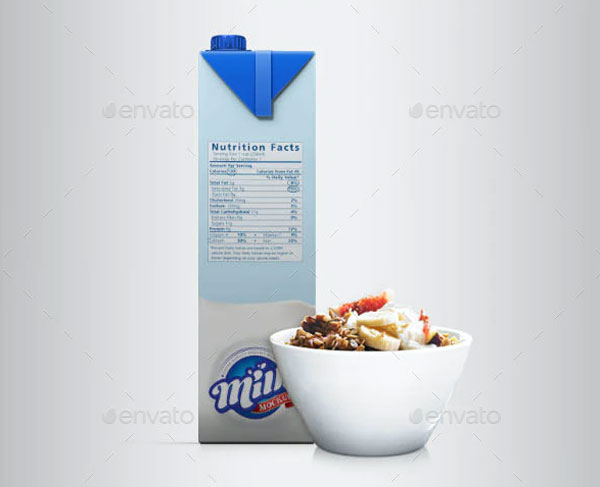 Milk Caron Box Package Mockup