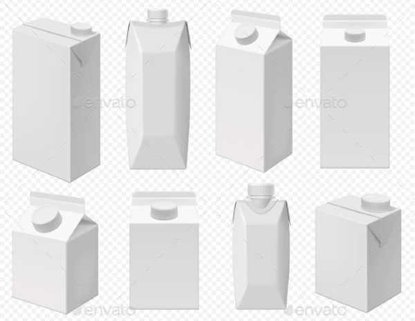 Milk and Juice Pack Realistic Carton Package