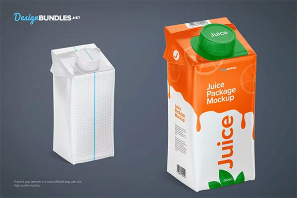 Glossy Milk or Juice Carton Package Mockup