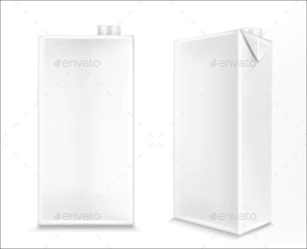 Mockup of White Carton Box for Milk or Juice