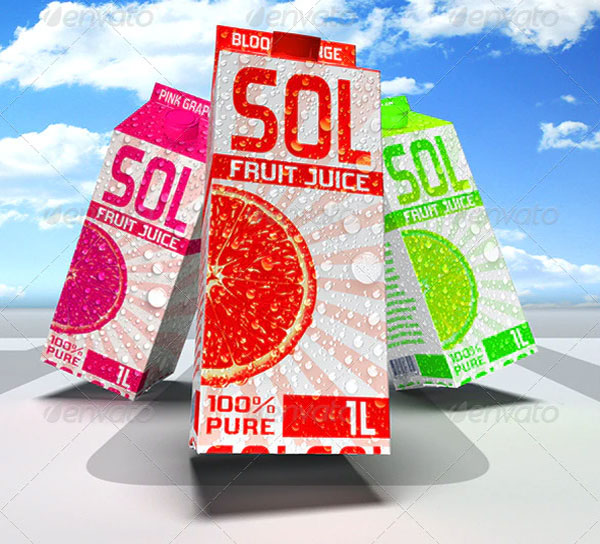 Large Juice or Milk Carton Pack Mockup