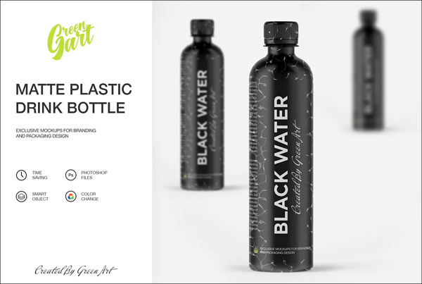 Matte Plastic Drink Bottle Mockup