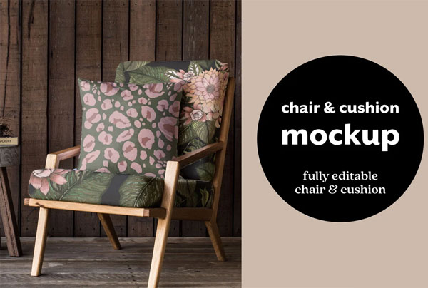 Fabric Chair & Cushion Mockup