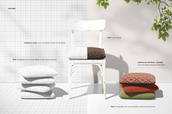 Rustic Chair Cushion Mockup Set