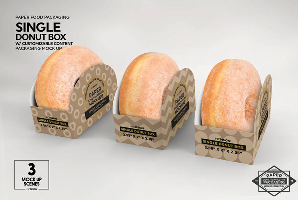 Realistic Donut Box Packaging Mockup