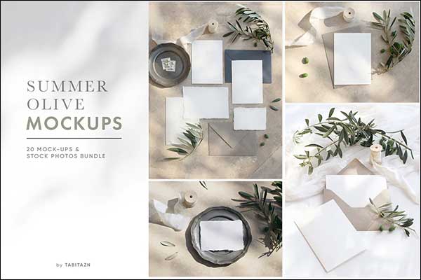 Summer Olive Wedding Set Mockups