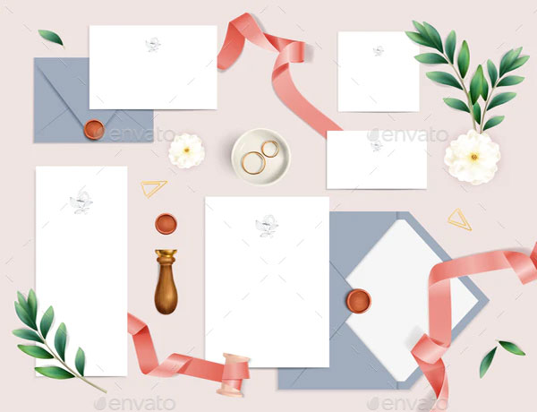 Wedding Invitation Set Mockup Template