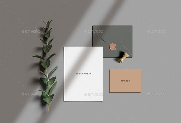 Wedding Invitation Suite Set Mockup Template