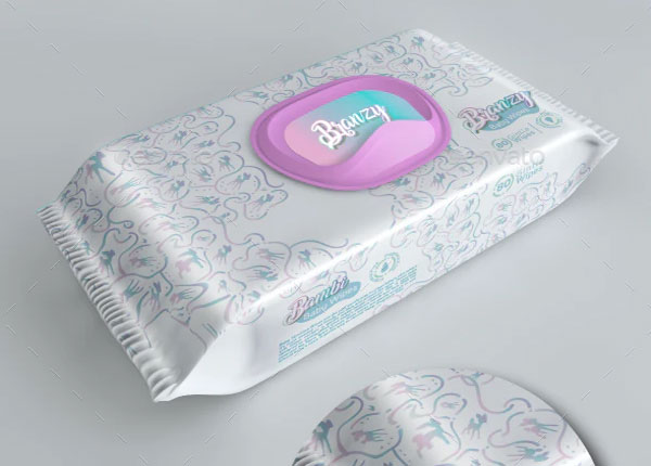 Baby Wet Wipes Tissue Pack Mockup