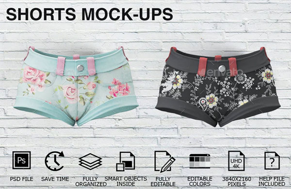 Boxer Shorts Mockups - Woman Clothing