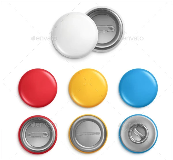 Metallic Round Pin Badges Mockup