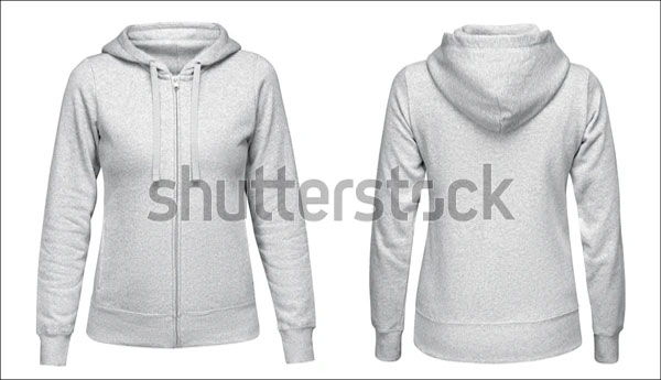 Female Hoodie Sweatshirt Zipper Mockup