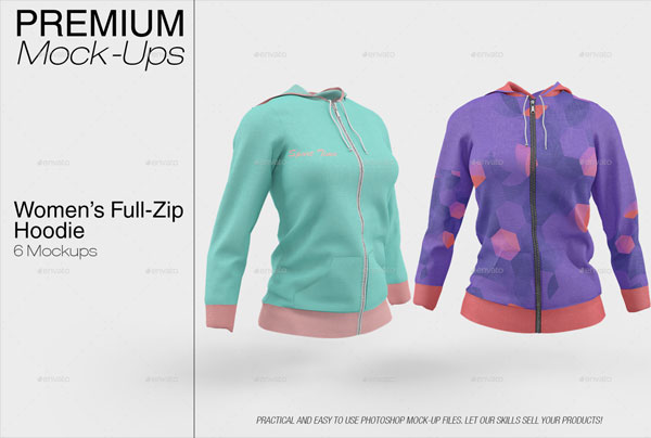 Women's Full-Zip Hoodie Mockup