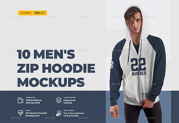 Man Zip Hoodie Fashion Mock-Up