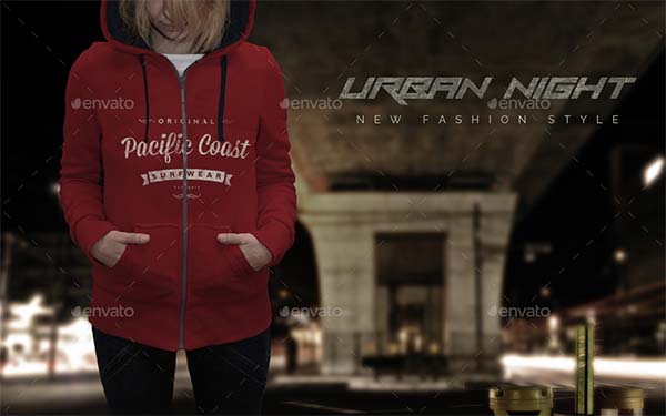 Female Zip Hoodie Mock Up