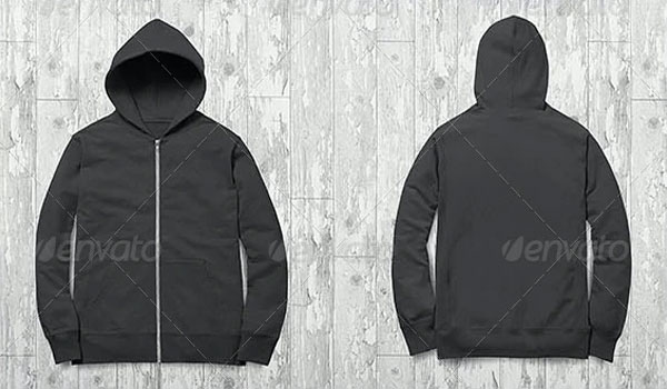 Zip Up Hoodie Tee Mockup