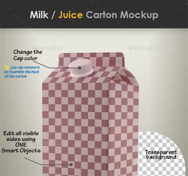 Milk and Juice Carton Box Mockup