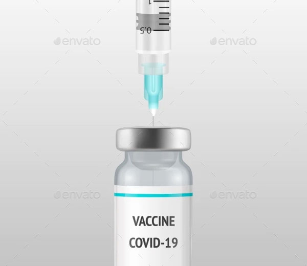 Realistic Bottle and Syringe COVID-19 Vaccine Mockup