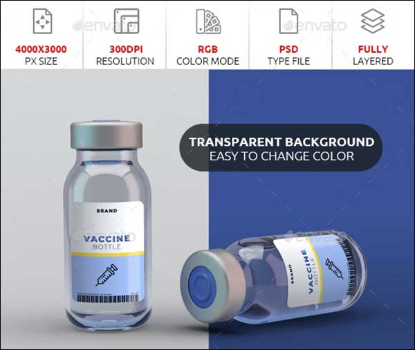 Vaccine Vial Bottle Mockup