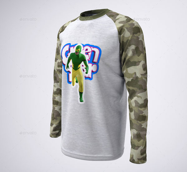 Long Raglan or Baseball T-Shirt Mock-Up