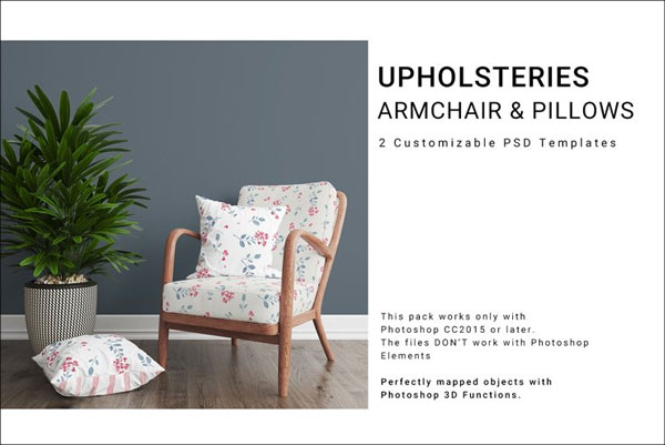 Armchair &Throw Pillows Mockup Set